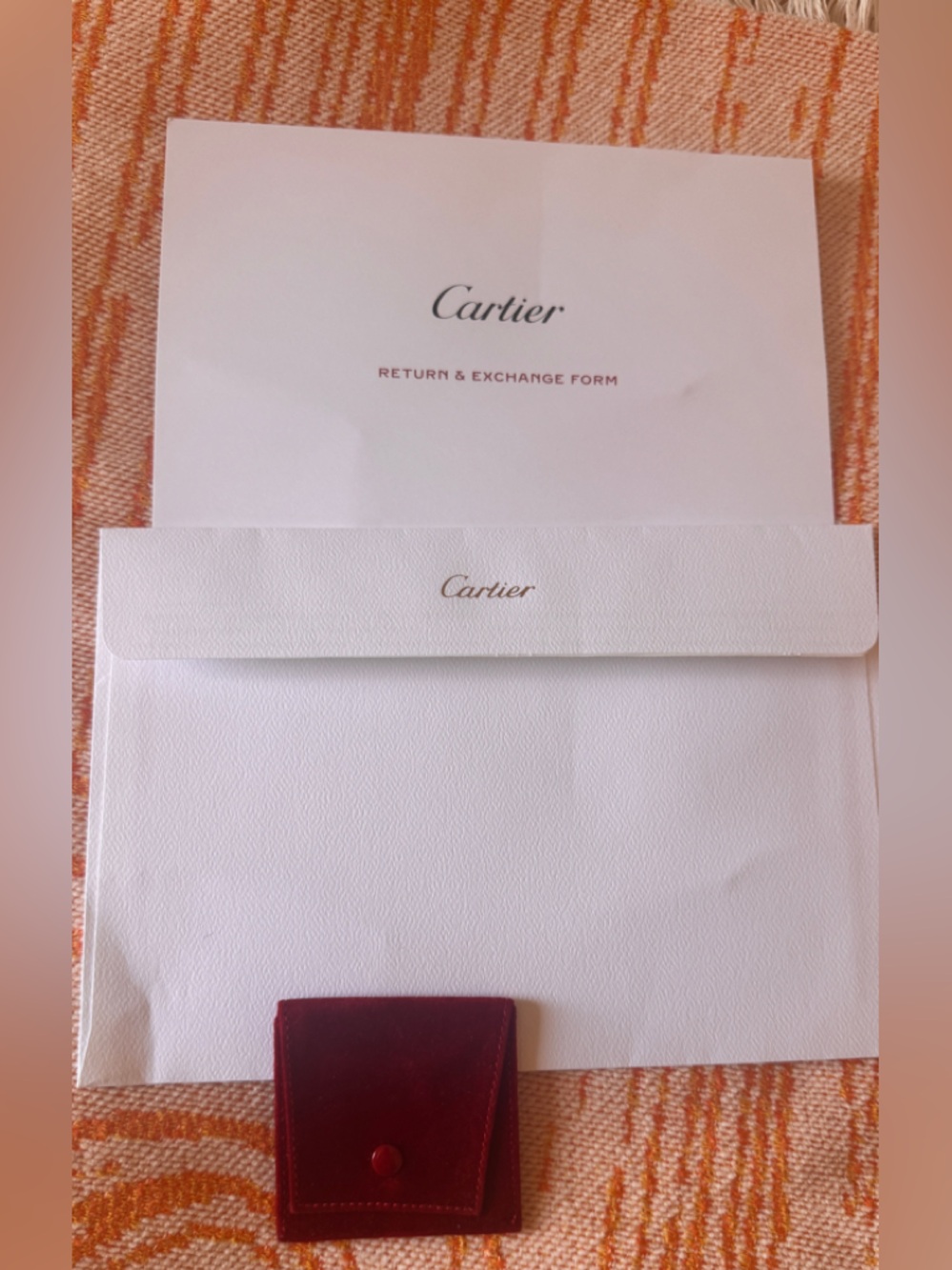 Cartier Red Velvet Jewelry Pouch with Gold Logo